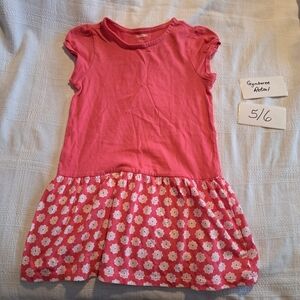 Gymboree girls size 5-6 solid top floral bottom tshirt dress